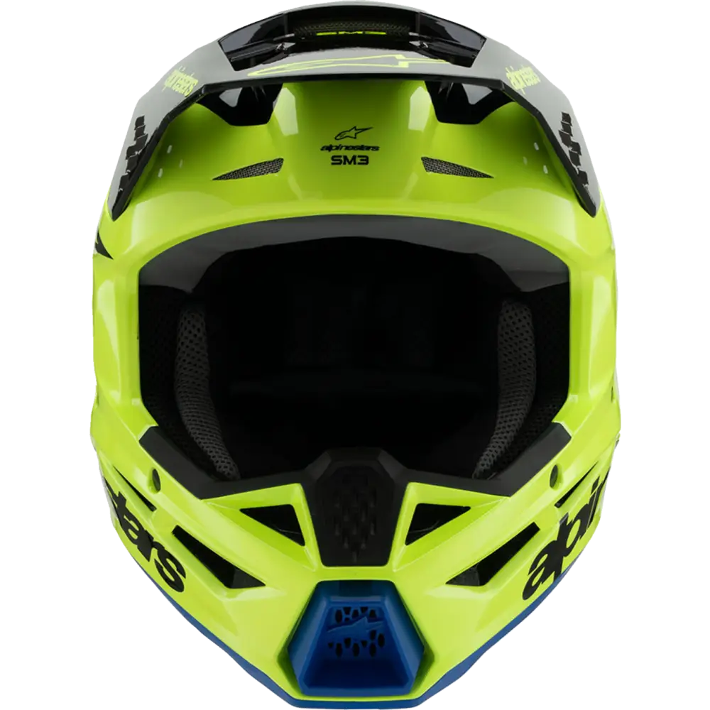 ALPINESTARS Youth SM3 Helmet - Radium - Gloss Yellow Fluo/Black/Blue - Large 8301825-5017-YL