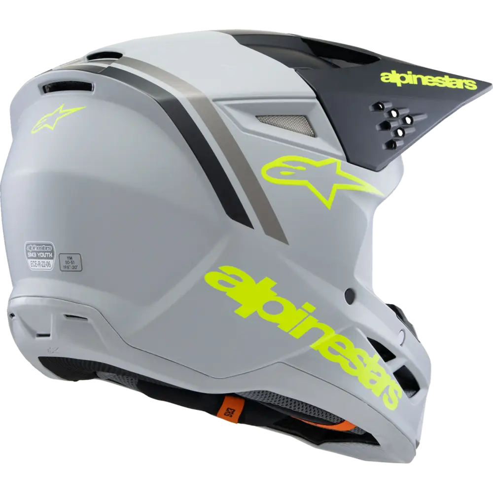 ALPINESTARS Youth SM3 Helmet - Radium - Matte Gray/Black/Yellow Fluo - Large 8301825-9510-YL