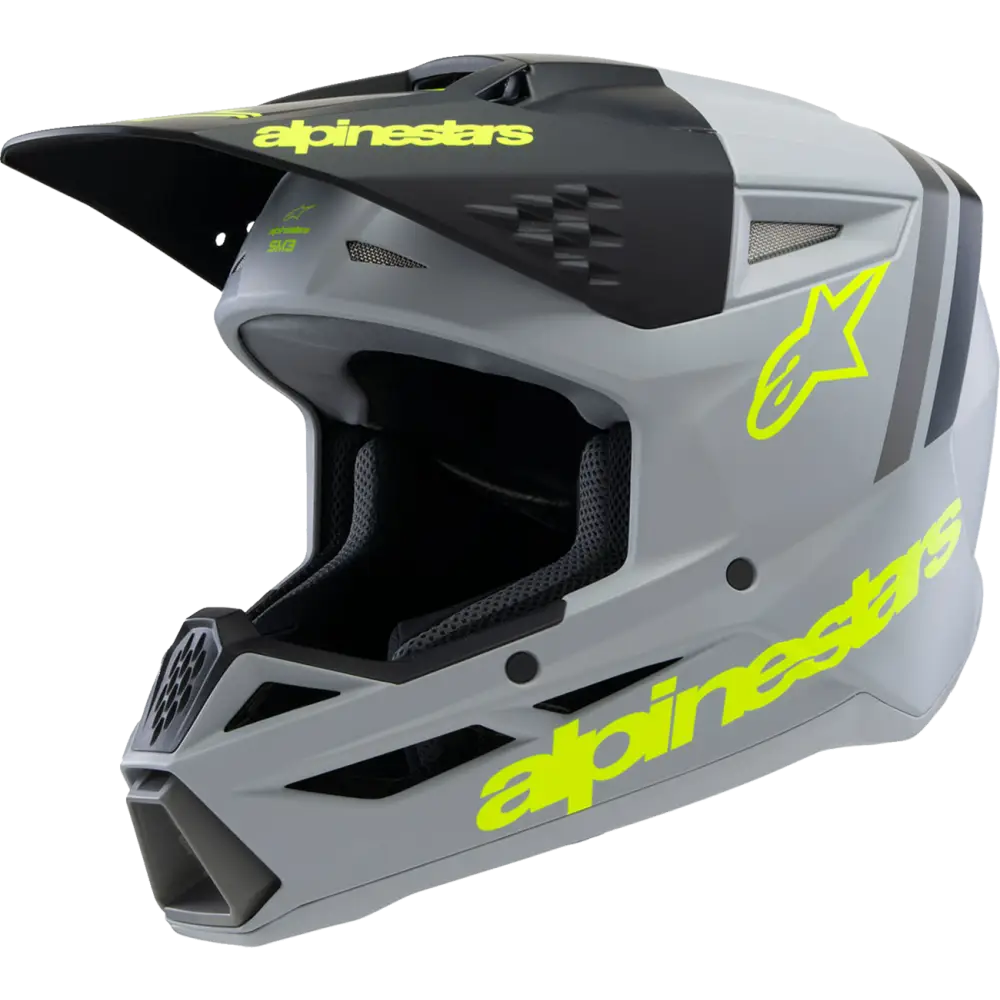 ALPINESTARS Youth SM3 Helmet - Radium - Matte Gray/Black/Yellow Fluo - Small 8301825-9510-YS