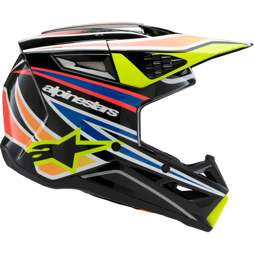 ALPINESTARS Youth SM3 Helmet - Wurx - Gloss Black/Yellow Fluo/Blue/Red Medium 8302025-1574-YM