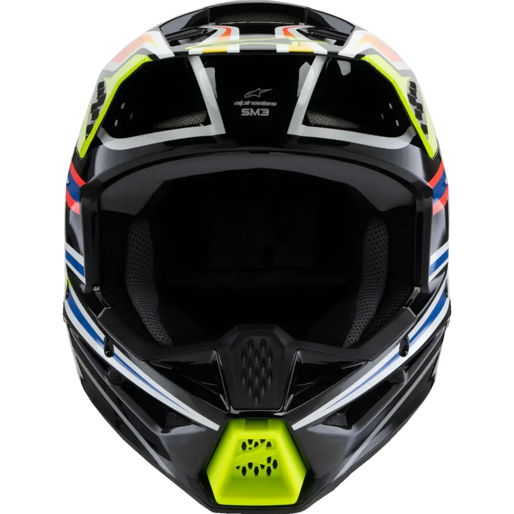 ALPINESTARS Youth SM3 Helmet - Wurx - Gloss Black/Yellow Fluo/Blue/Red Large 8302025-1574-YL