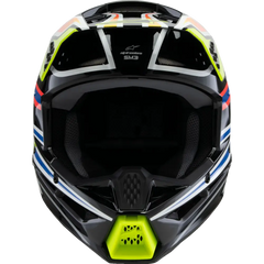 ALPINESTARS Youth SM3 Helmet - Wurx - Gloss Black/Yellow Fluo/Blue/Red Large 8302025-1574-YL