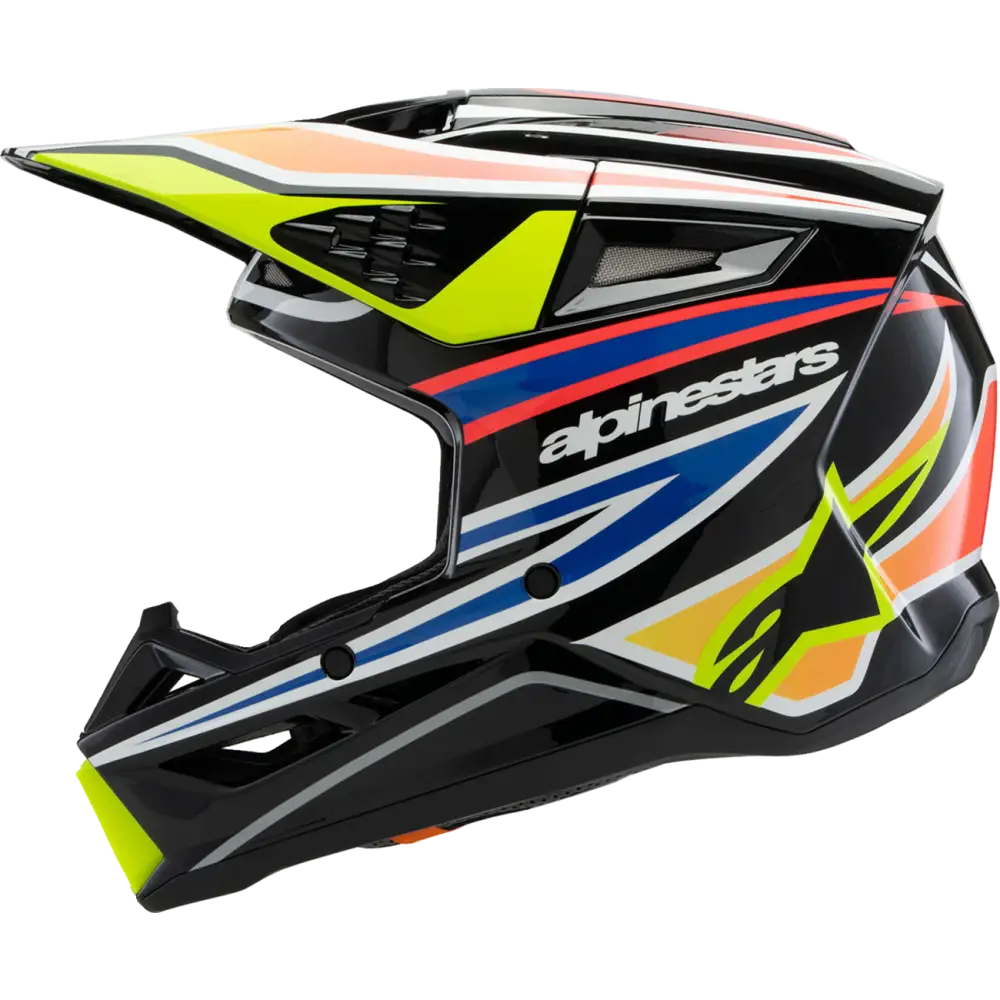 ALPINESTARS Youth SM3 Helmet - Wurx - Gloss Black/Yellow Fluo/Blue/Red Large 8302025-1574-YL