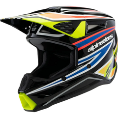 ALPINESTARS Youth SM3 Helmet - Wurx - Gloss Black/Yellow Fluo/Blue/Red - Small 8302025-1574-YS