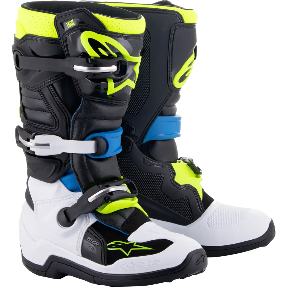 ALPINESTARS Youth Tech 7S Boots - Black/Blue/Yellow - US 2 2015017-1795-2