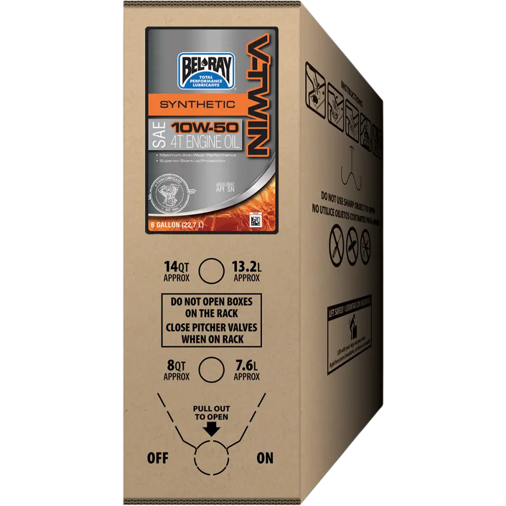 BEL-RAY V-Twin Synthetic Oil - 10W-50 - 6 U.S. gal. - Bag-In-Box 301390150033