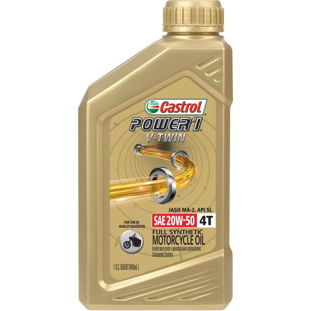 CASTROL Power 1? Synthetic Engine Oil - V-Twin - 20W-50 - 1 U.S. quart 15D28D