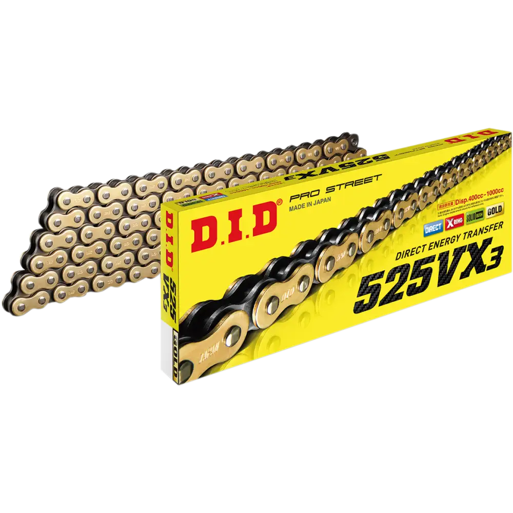 DID 525 VX3 - Drive Chain - 110 Links - Gold M525VX3G110ZB