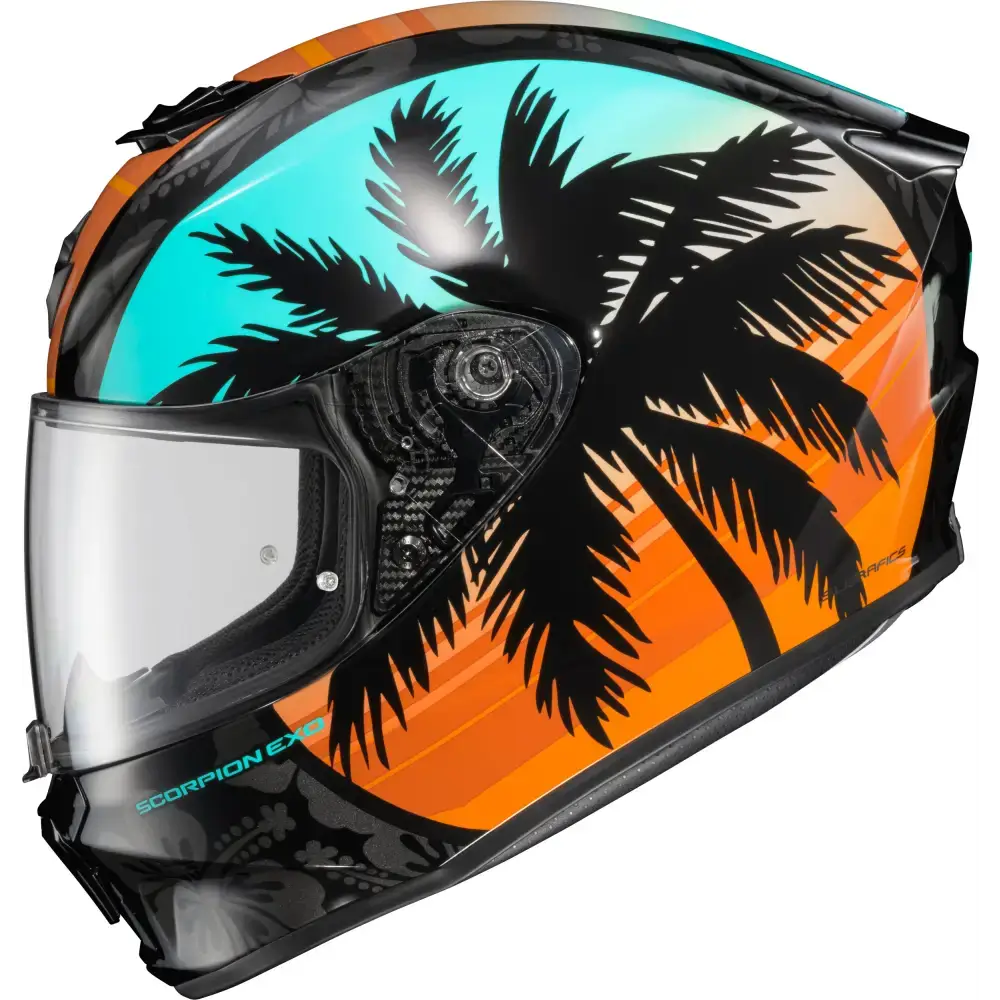 Exo R330 Full Face Helmet Tubbs Light Blue/Orange 2x