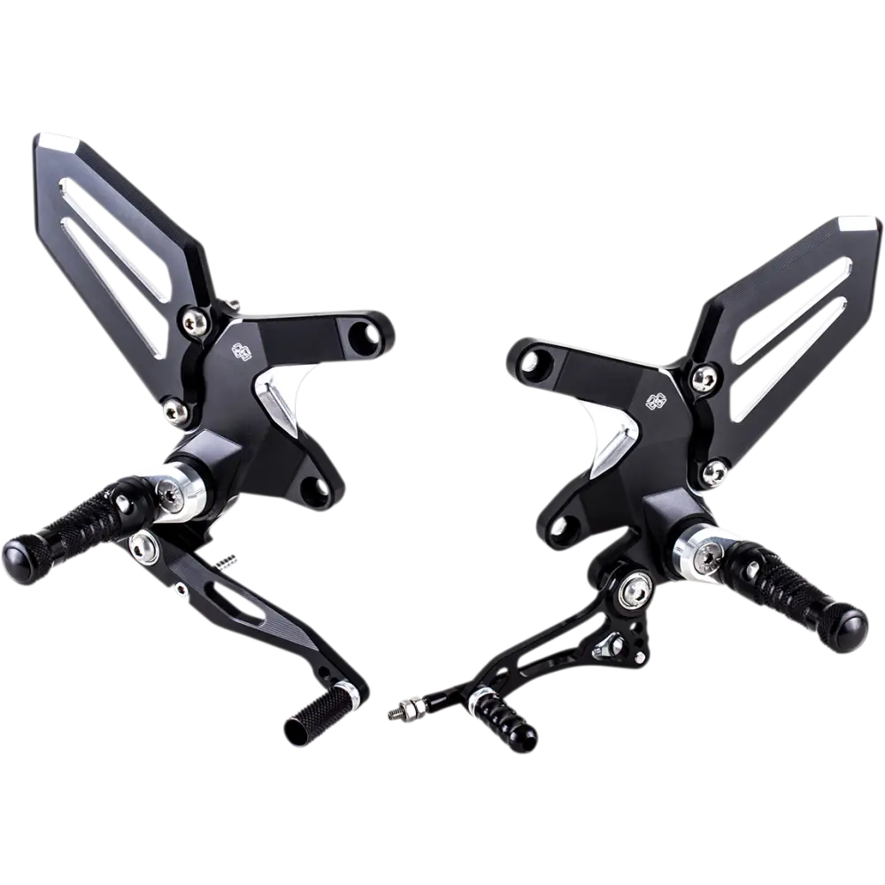 GILLES TOOLING Adjustable Rearset - Black/Silver - Kawasaki RCT10GT-K02-BS - Foot Control Group