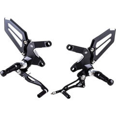 GILLES TOOLING Adjustable Rearset - Black/Silver - Kawasaki RCT10GT-K02-BS - Foot Control Group