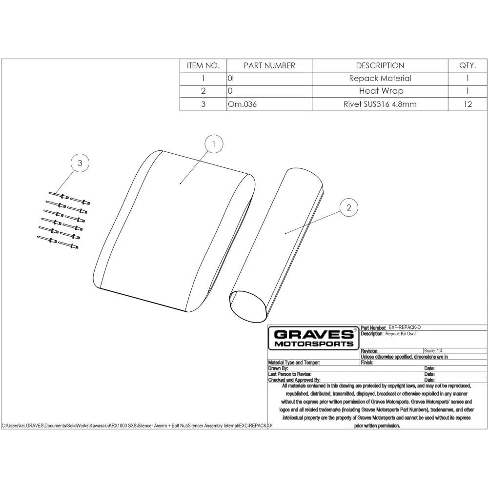 Graves Motorsports Exhaust Silencer Repack Kit - Oval - Parts