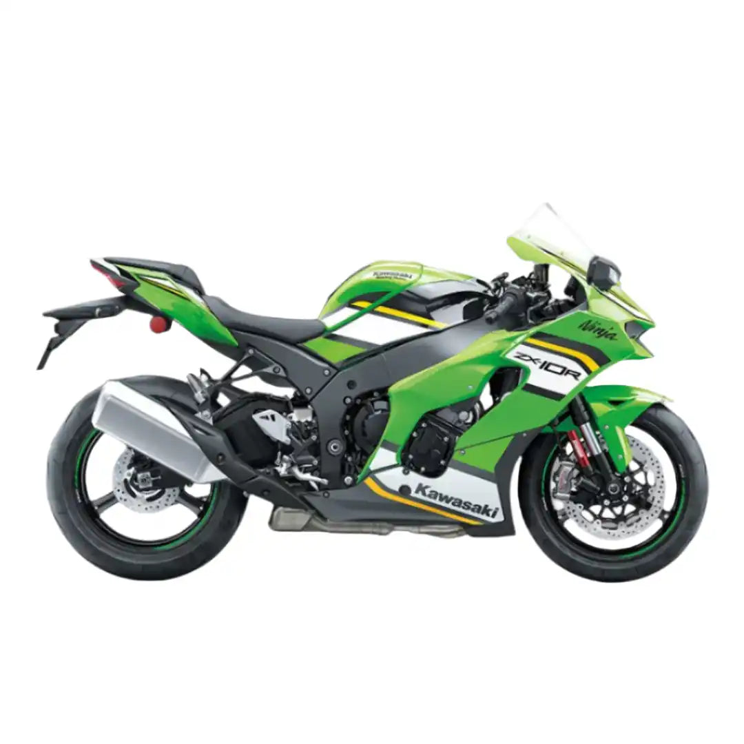 Green and black Kawasaki Ninja ZX-10R motorcycle.