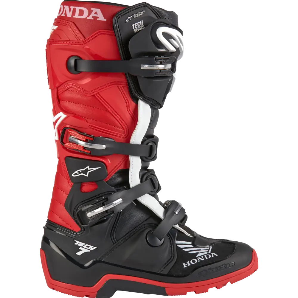 Honda Tech 7 Enduro Drystar Black/Bright Red Sz 5