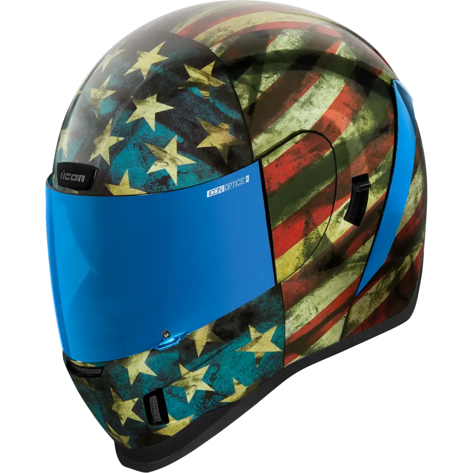 icon 420 helmet Airflite Pleasuredome 4 Graphic Blue Full Face Safety features of the Airflite A helmets job first and foremost is to provide protection ICON Motorcycle Helmets  Factory
