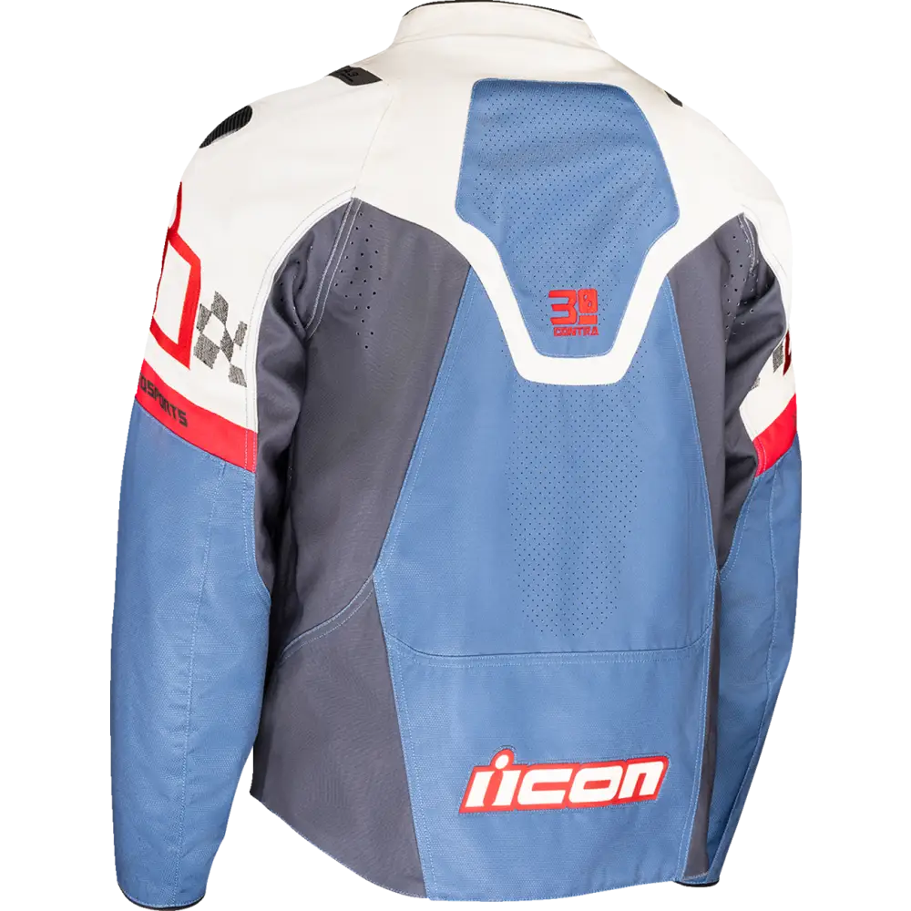 ICON Contra3* Hero Jacket - White/Blue - 3XL 2820-7061