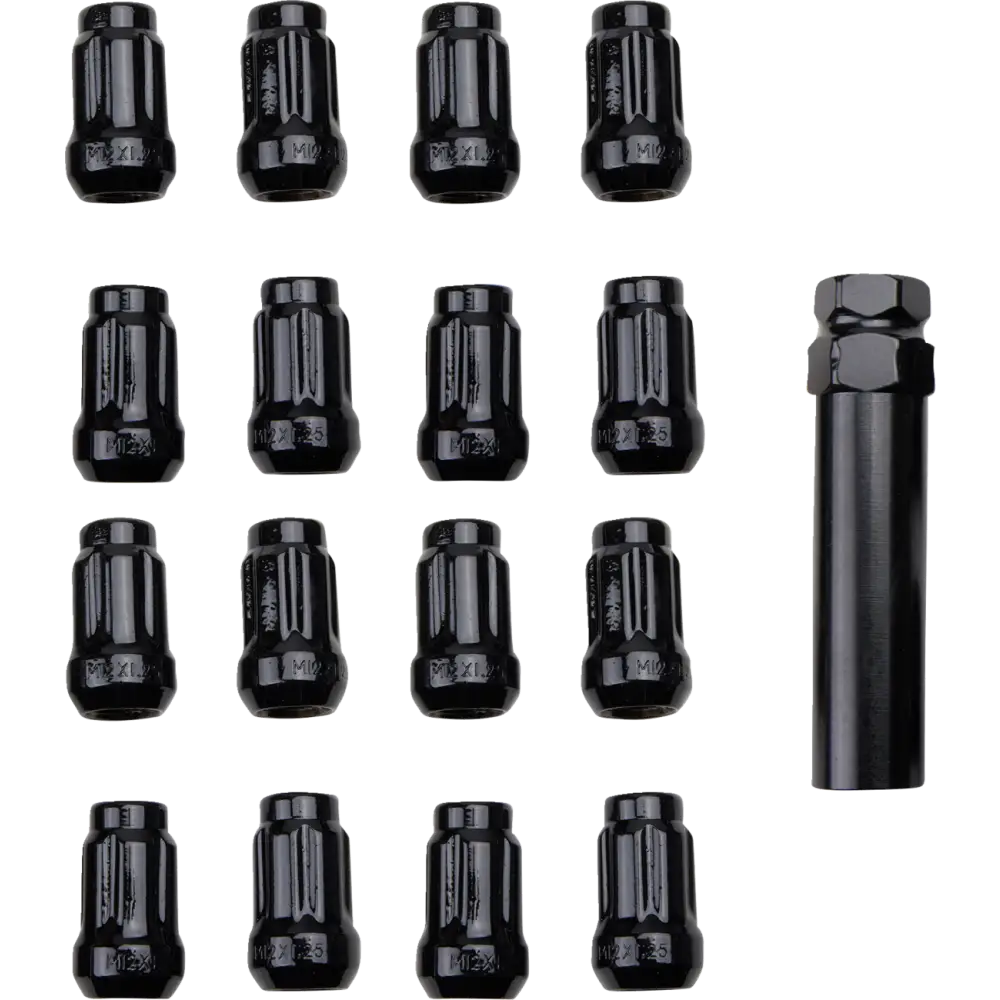 ITP Lug Nut - 60? Tapered - Black - 12 mm x 1.25" - Splined with Key BLUG21BX