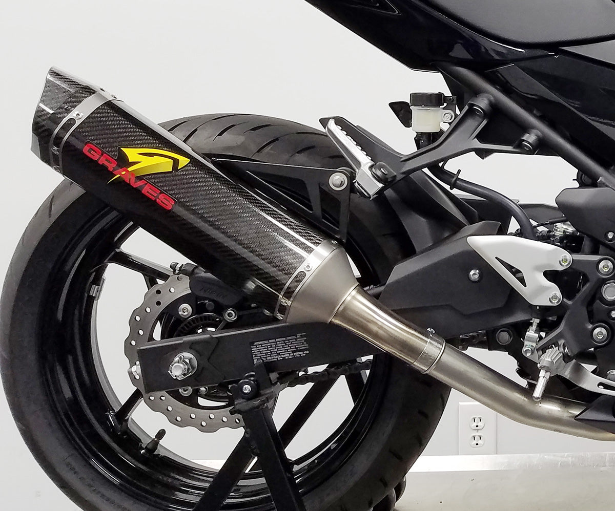 Kawasaki Ninja EX400 Cat Back Slip-on Exhaust Carbon