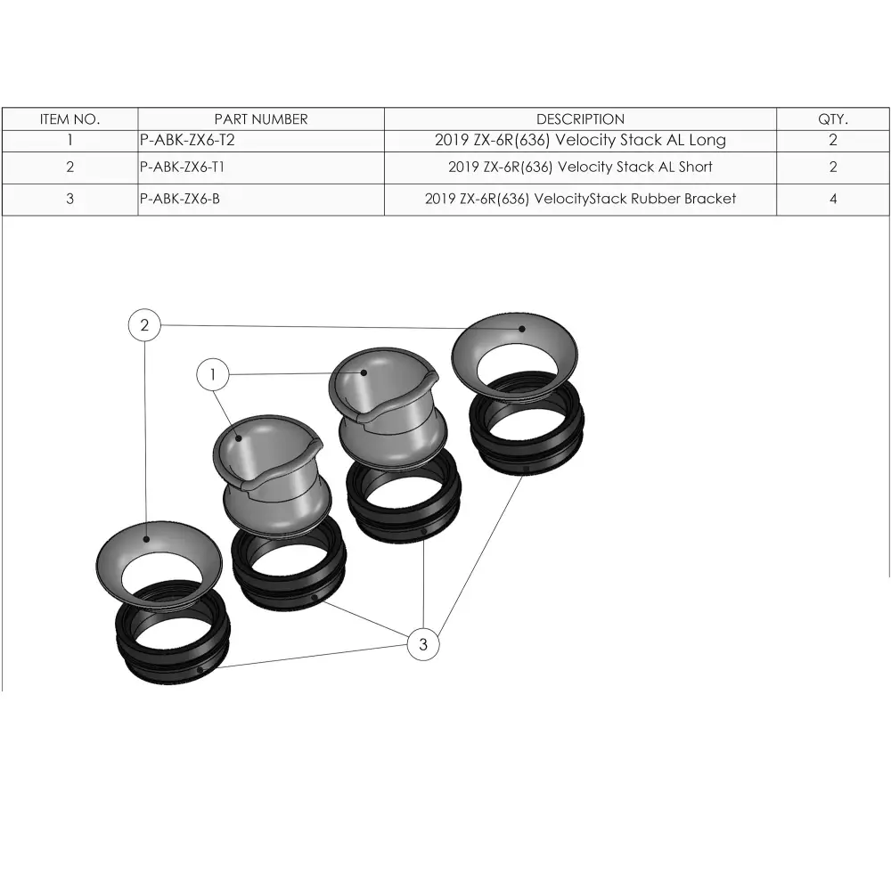 Kawasaki ZX-6R Velocity Stacks VE2 - Black - Parts