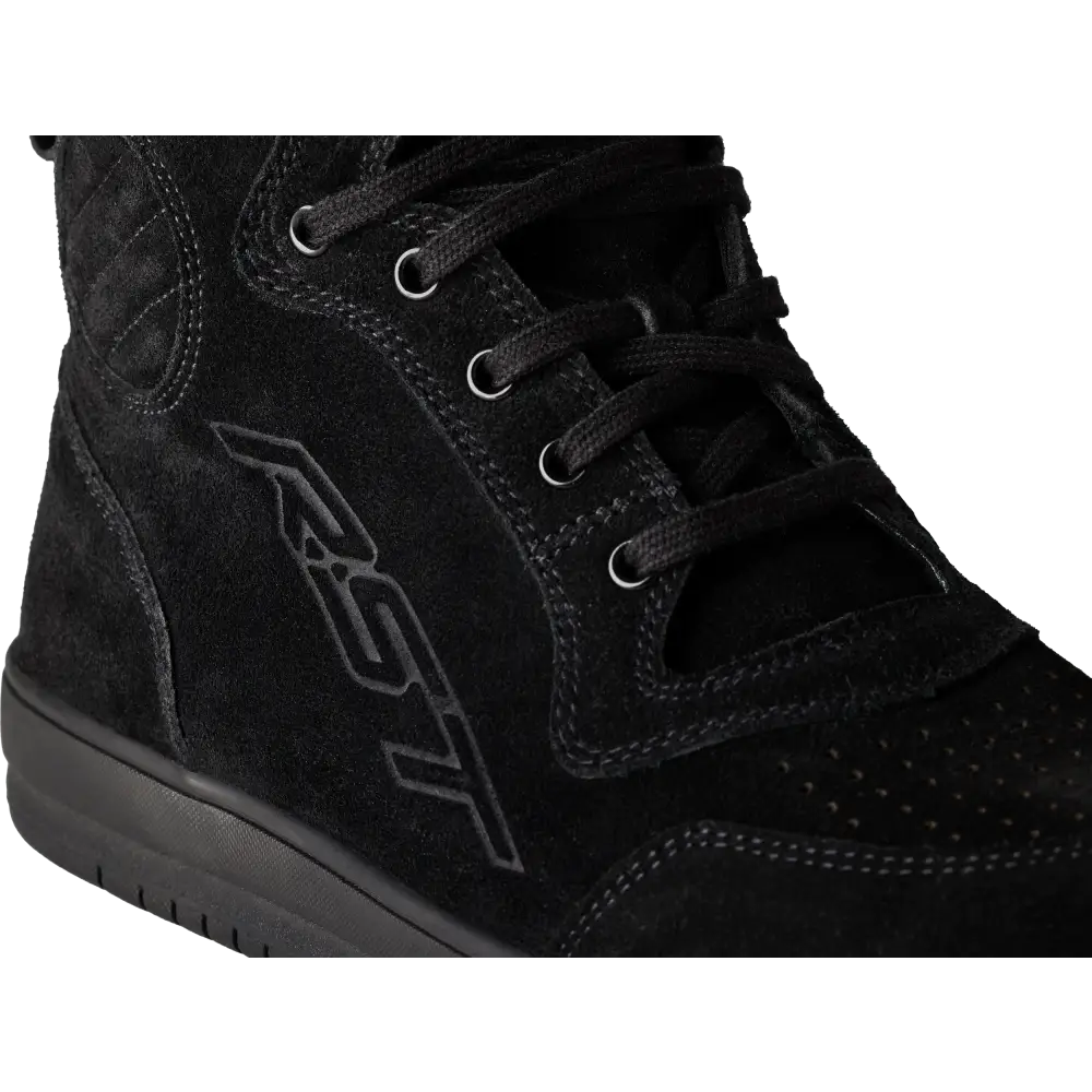 Ladies Hitop Moto Sneaker Ce Black Suede Sz 7