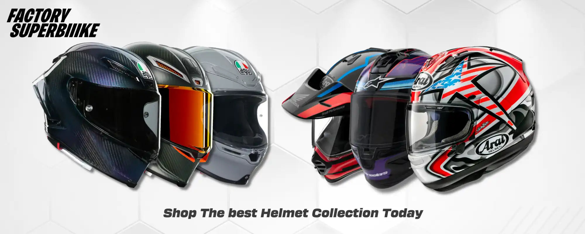 Motorcycle helmet collection.