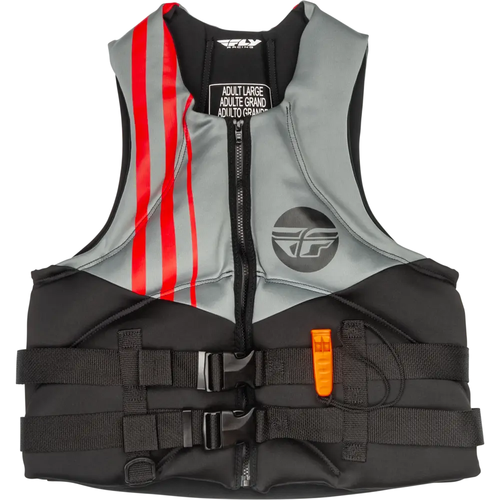 Neoprene Flotation Vest Black/Grey/Red Md