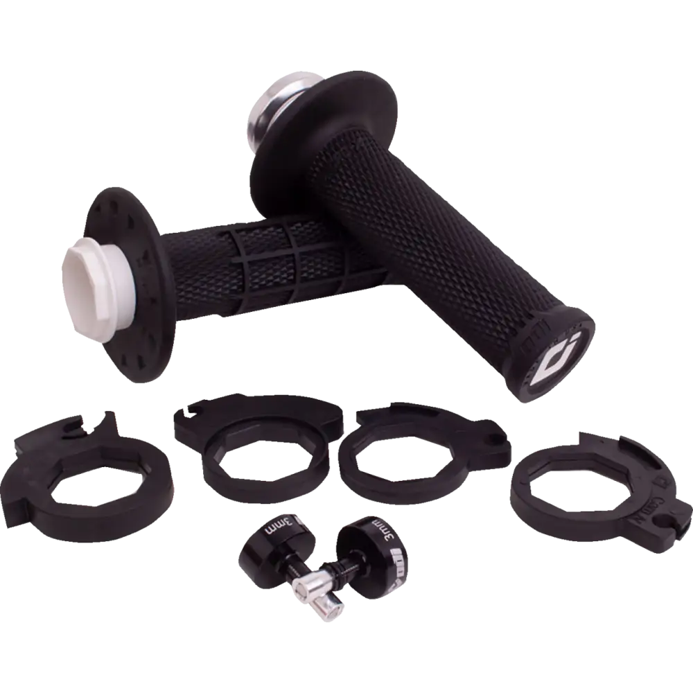 ODI Micro-X Half-Waffle v2 Lock-On Grips - Black/Silver H36MXB