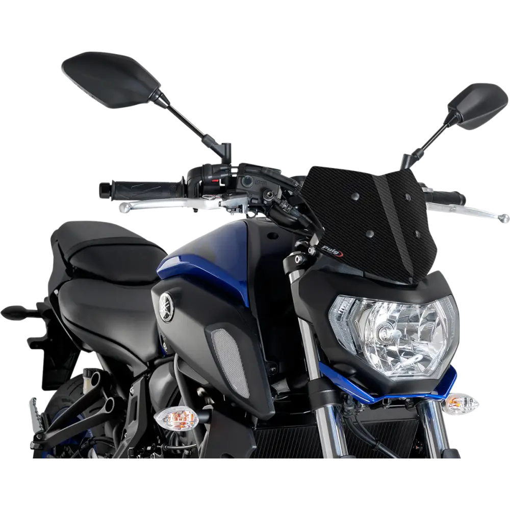 PUIG HI-TECH PARTS Naked Sport Windscreen - 9" - Carbon - Yamaha 9666C