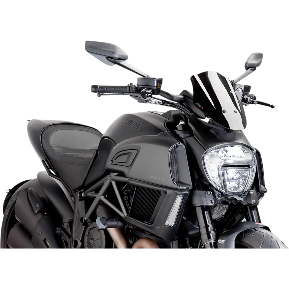 PUIG HI-TECH PARTS New Generation Windscreen - 11-1/2" - Black - Diavel 7592N