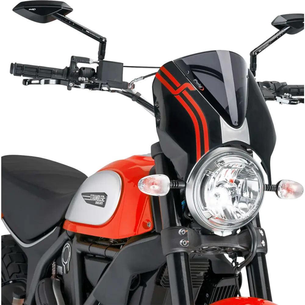 PUIG HI-TECH PARTS New Generation Windscreen - 12-1/4" - Dark Smoke - Scrambler 7652F