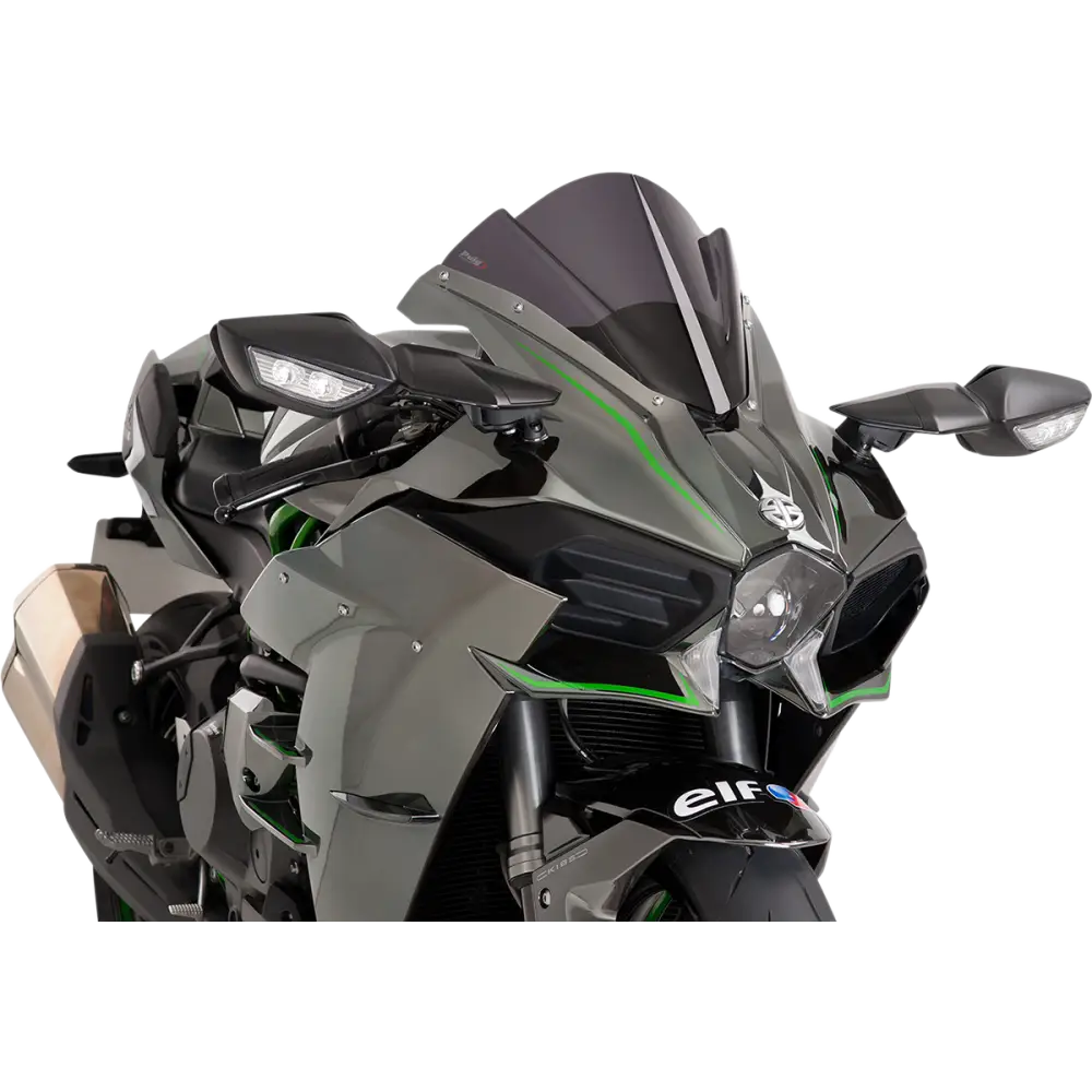 PUIG HI-TECH PARTS Race Windscreen - 13" - Dark Smoke - Ninja 7631F