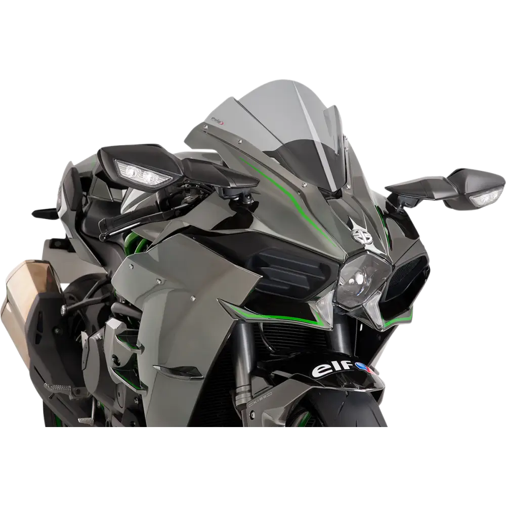 PUIG HI-TECH PARTS Race Windscreen - 13" - Smoke - Ninja H2/R 7631H