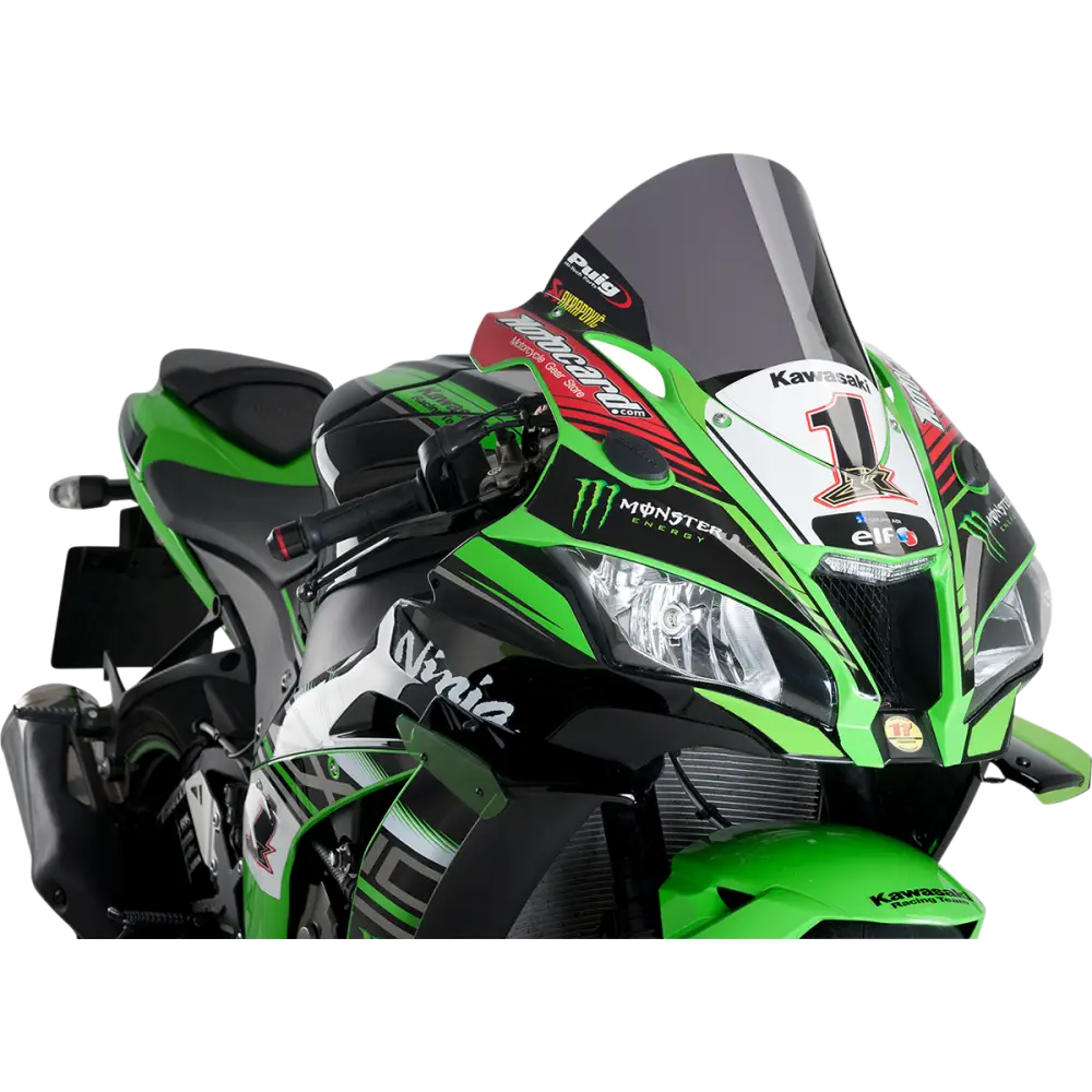 PUIG HI-TECH PARTS Race Windscreen - 14-1/4" - Dark Smoke - Kawasaki 9849F