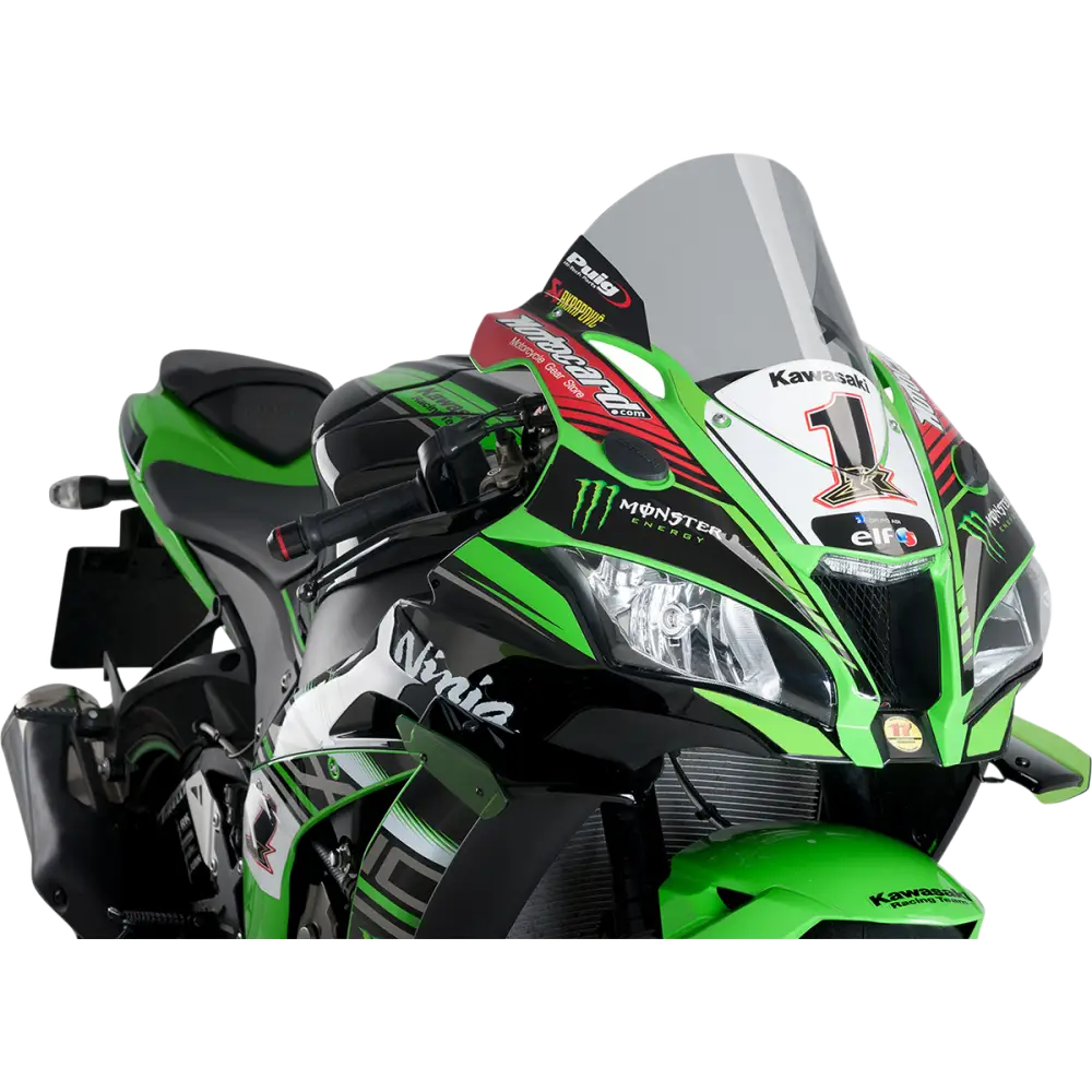 PUIG HI-TECH PARTS Race Windscreen - 14-1/4" - Smoke - Kawasaki 9849H