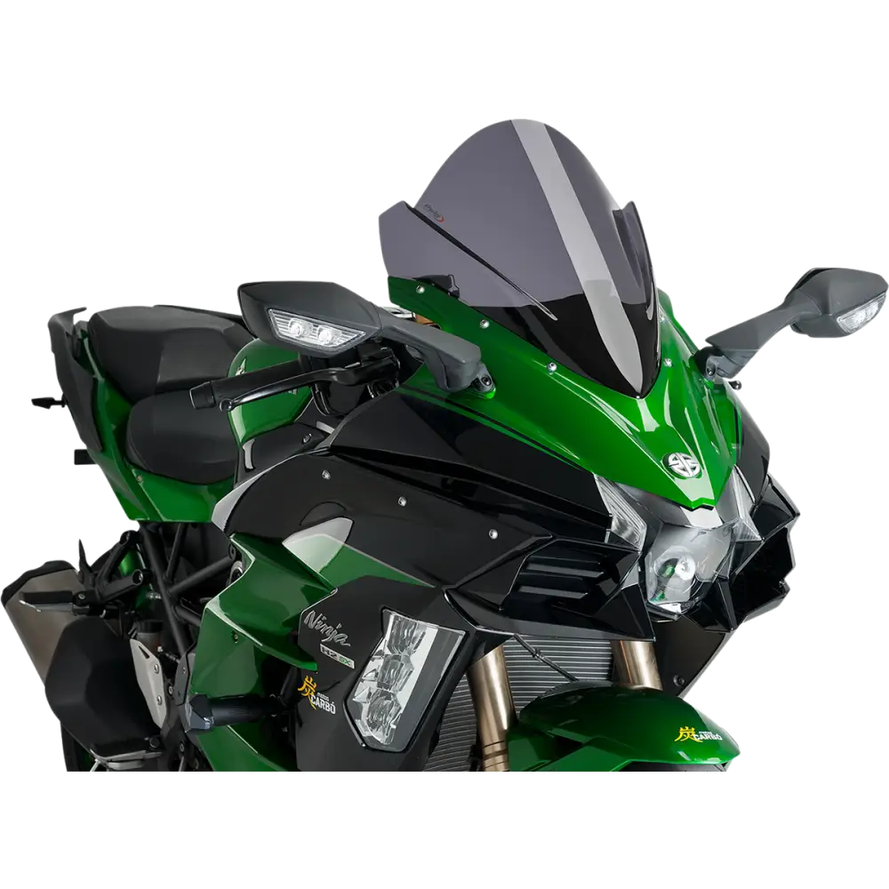 PUIG HI-TECH PARTS Race Windscreen - 15-3/4" - Dark Smoke - Kawasaki 9704F