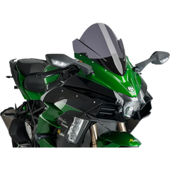 PUIG HI-TECH PARTS Race Windscreen - 15-3/4" - Dark Smoke - Kawasaki 9704F