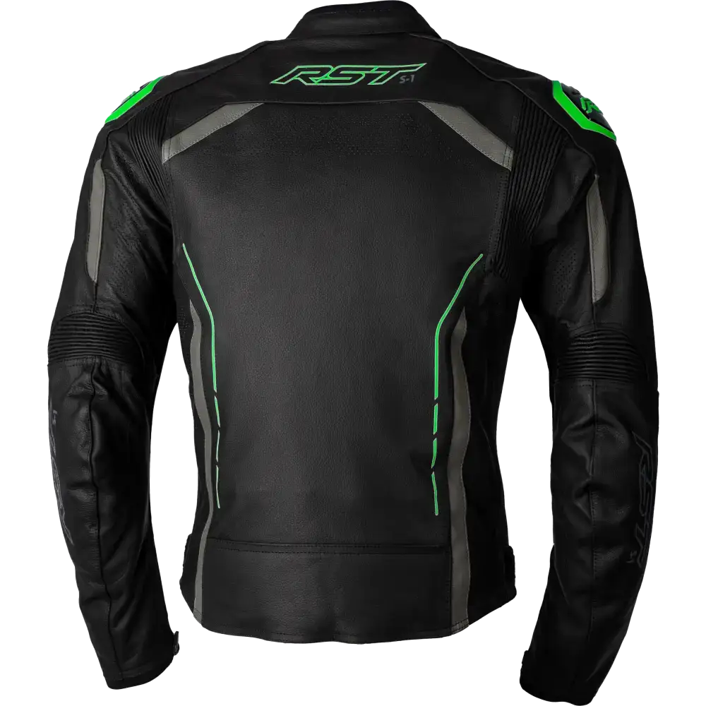 S1 Ce Jacket Blk/Gry/Neon Grn Leather Sm