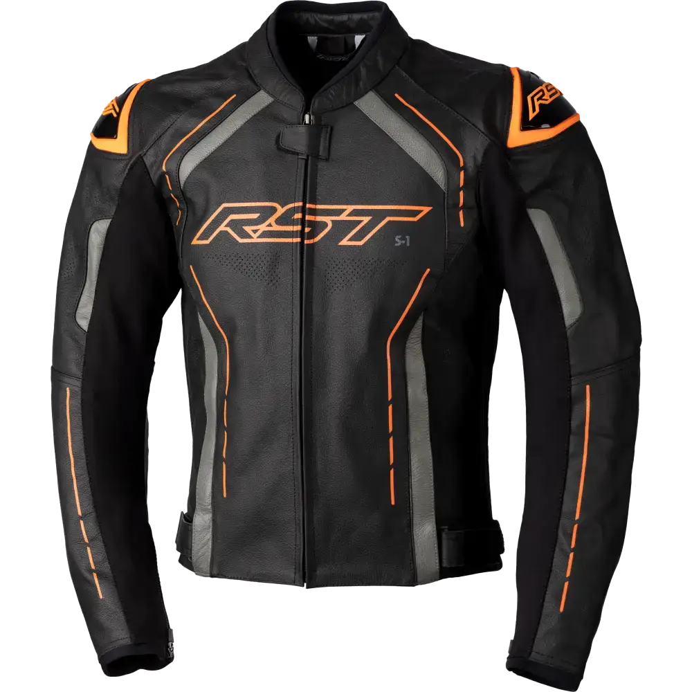 S1 Ce Jacket Blk/Gry/Neon Org Leather Sm