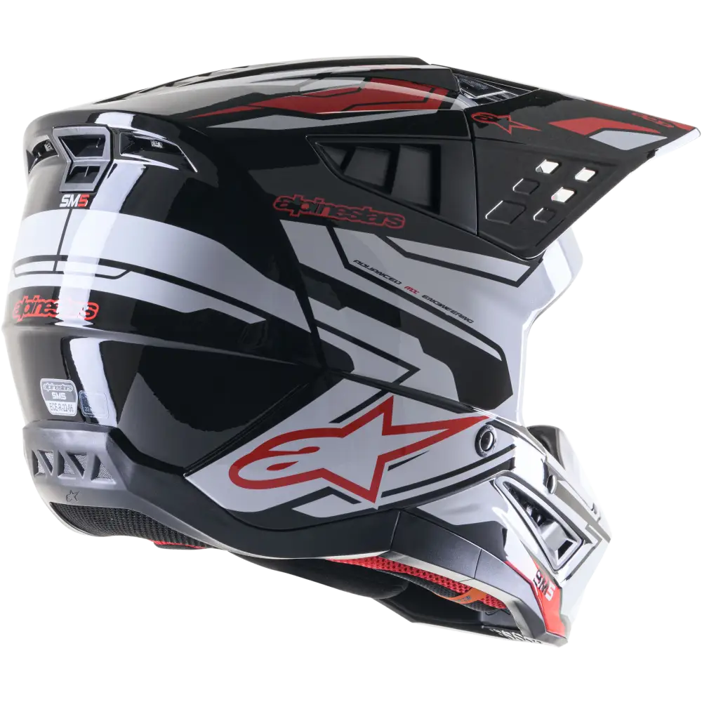 S M5 Action 2 Helmet Blk/Wht/Brt Rd Glossy 2x