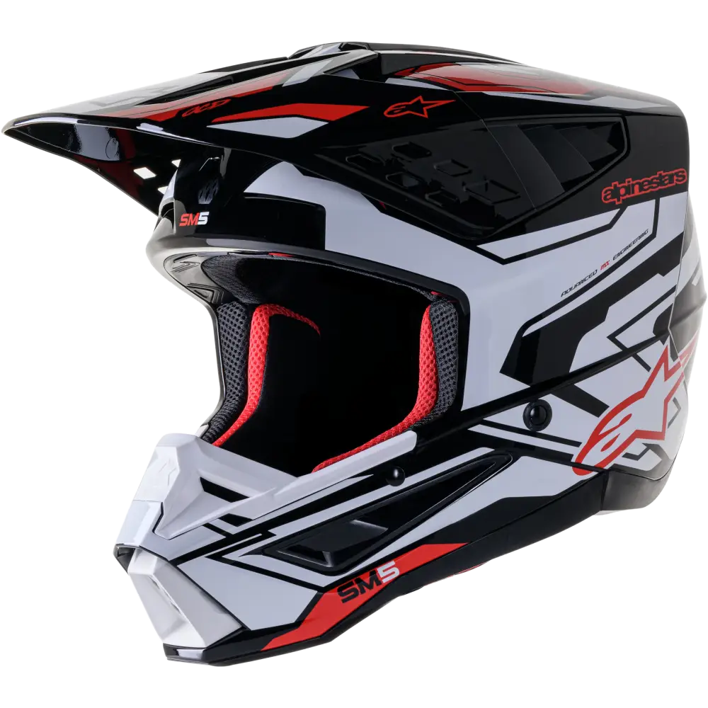 S M5 Action 2 Helmet Blk/Wht/Brt Rd Glossy Sm