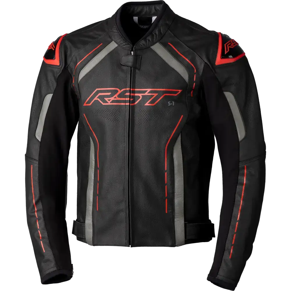 S1 Ce Jacket Black/Grey/Red  Leather Md