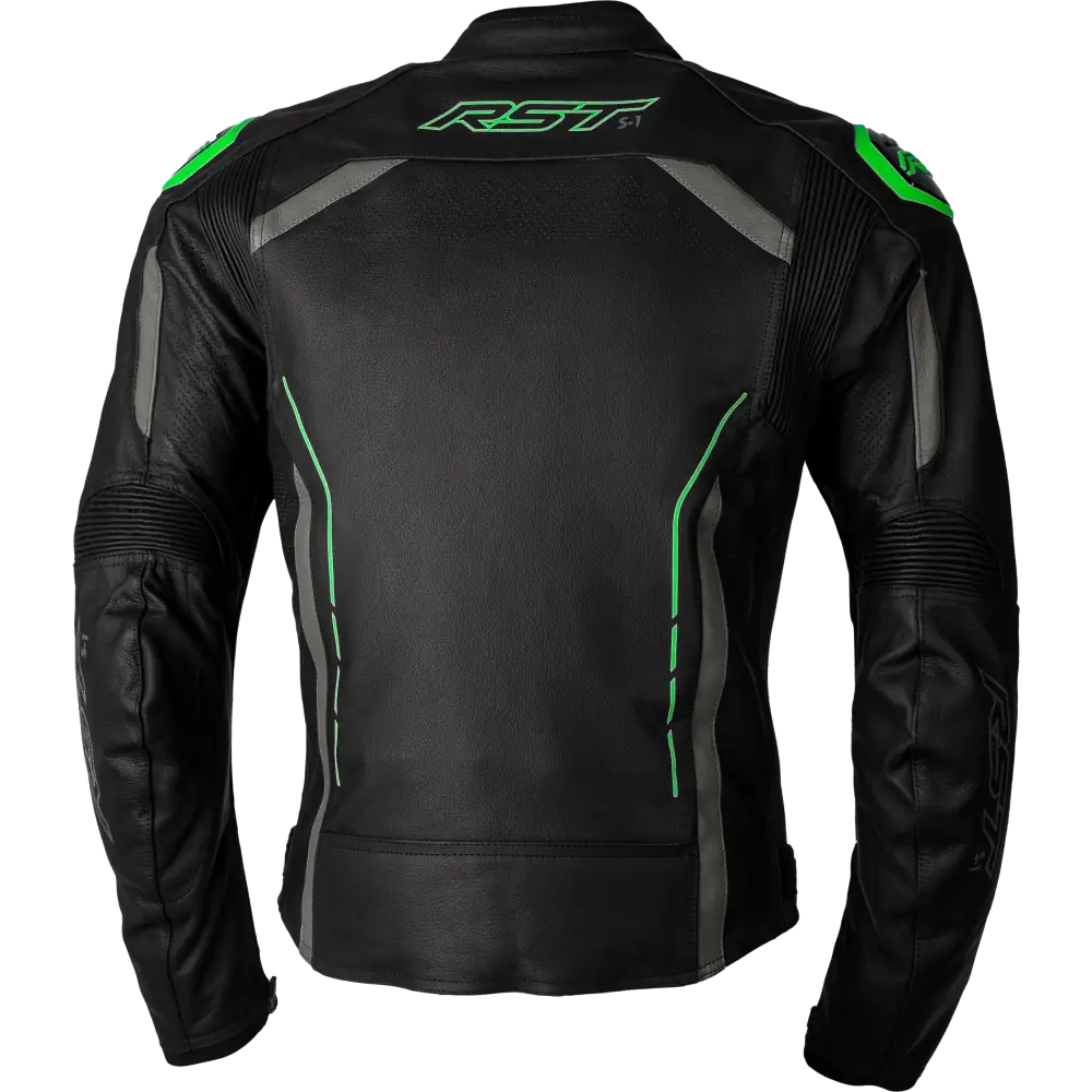 S1 Ce Jacket Blk/Gry/Neon Grn Leather Sm