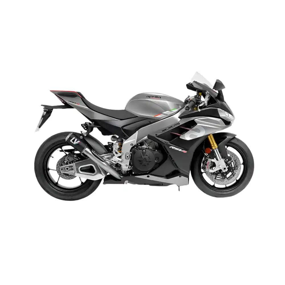 Silver and black sport motorcycle.