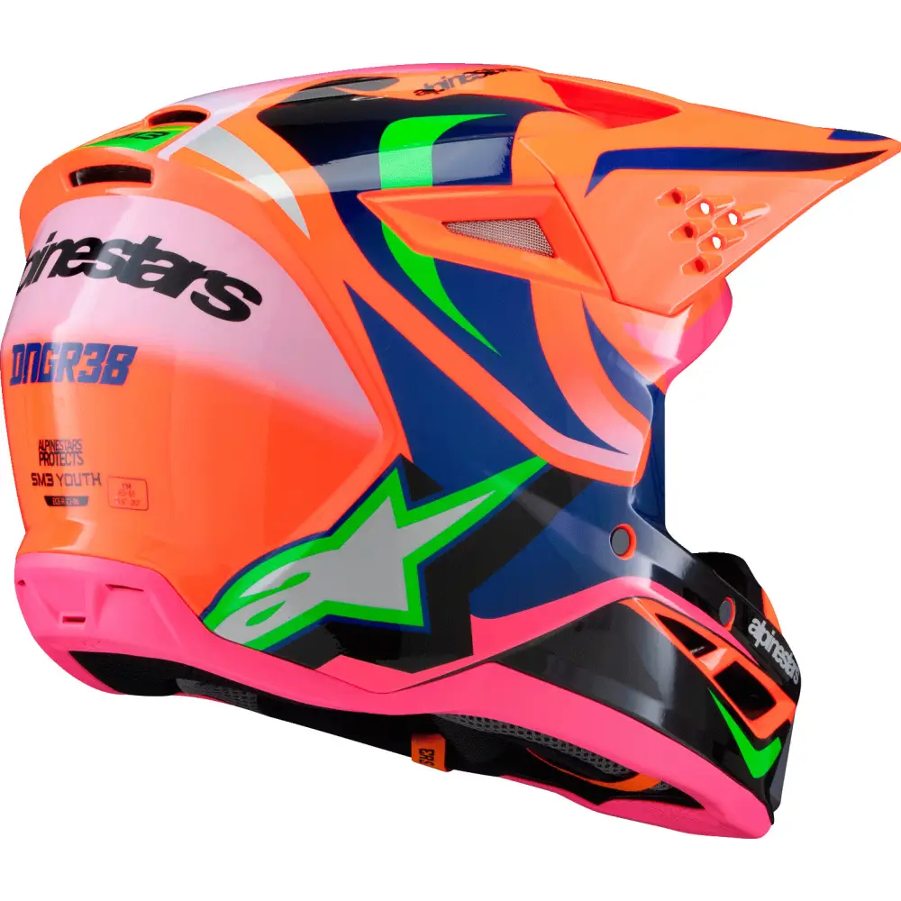 Sm3 Youth Deegan Helmet Orng Flo/Prpl/Pnk Fluo Ym