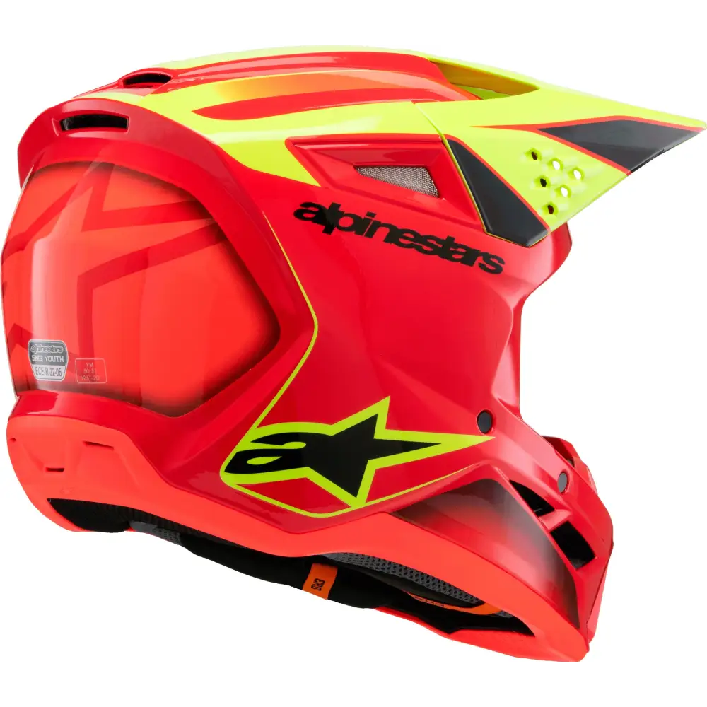 Sm3 Youth Fray Helmet Rd/Ylw Fluo/Blk Ys