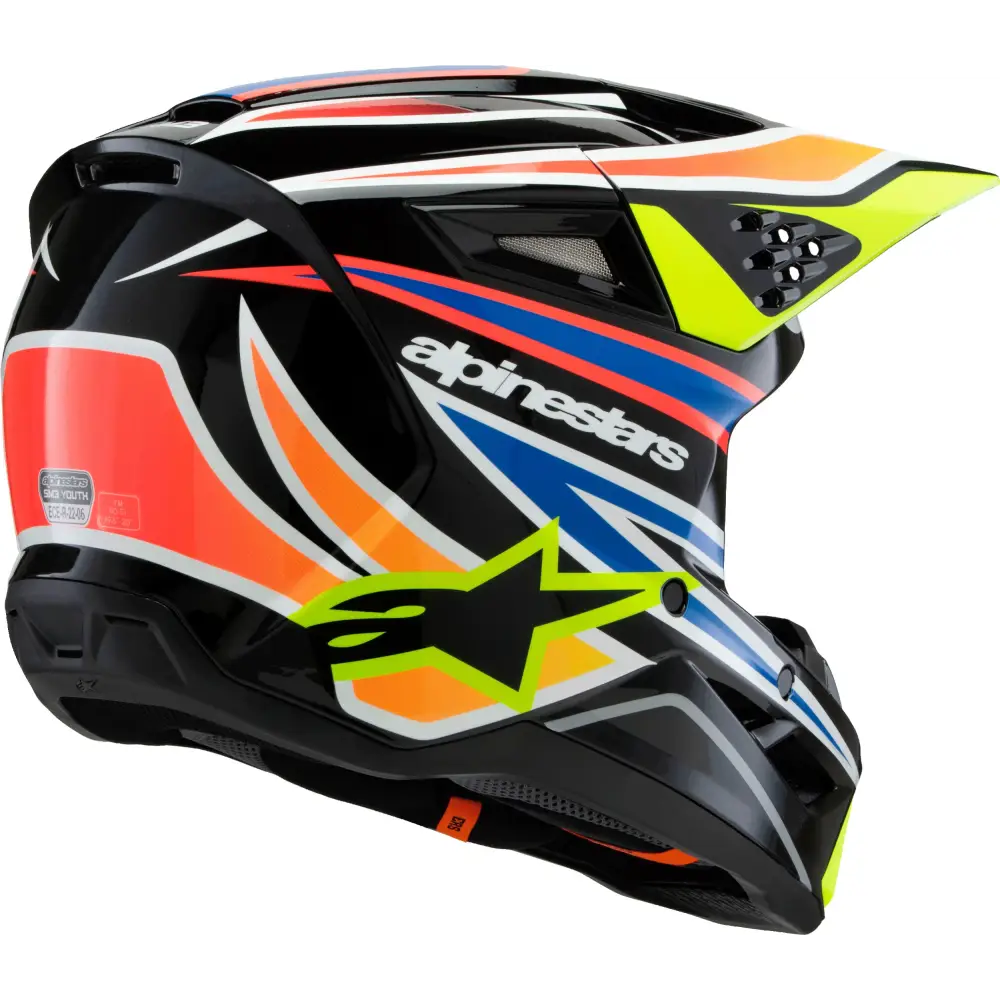 Sm3 Youth Wurx Helmet Blk/Ylw Fluo/Blue/Red  Ym