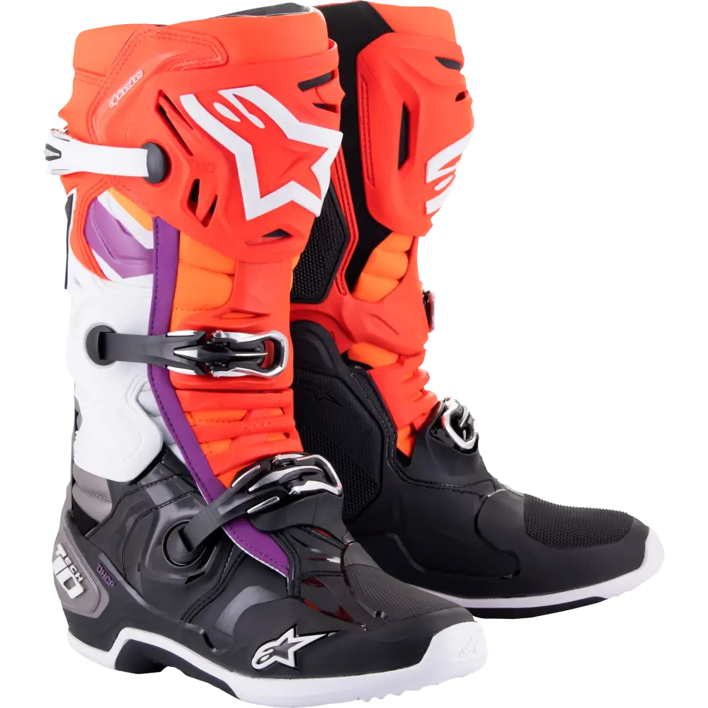 Tech 10 Boots Blk/Flo Red/Flo Org/Wht Sz 7