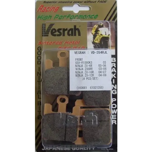 Vesrah,VD-354RJL--Kawasaki Ninja ZX-10R (04-05) ZX-10R,(06-07) ZX-6R(05-06) - Brake Pads