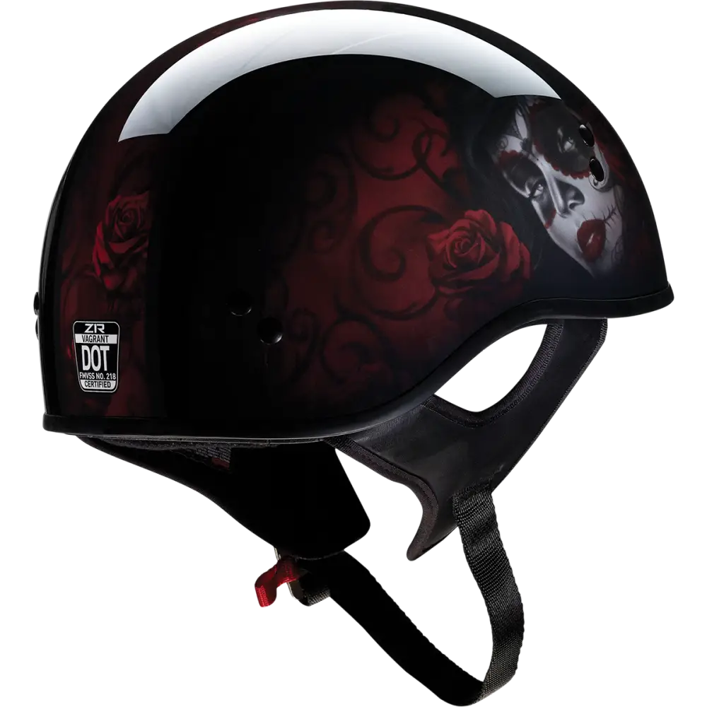 Z1R Vagrant Helmet - Red Catrina - Black/Red - Medium 0103-1315