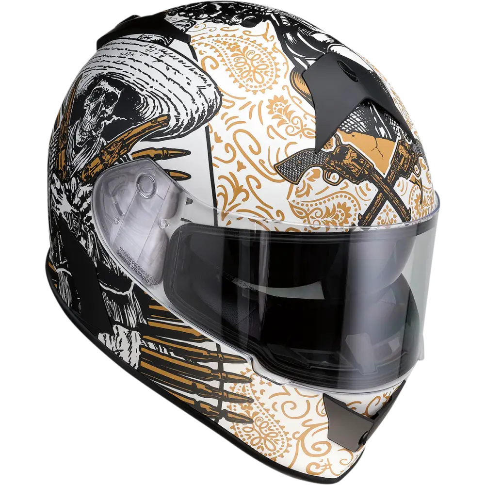 Z1R Warrant Helmet - Sombrero - White/Gold - Large 0101-14167
